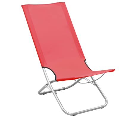 vidaXL Chaises de plage pliables lot de 2 Rouge Tissu