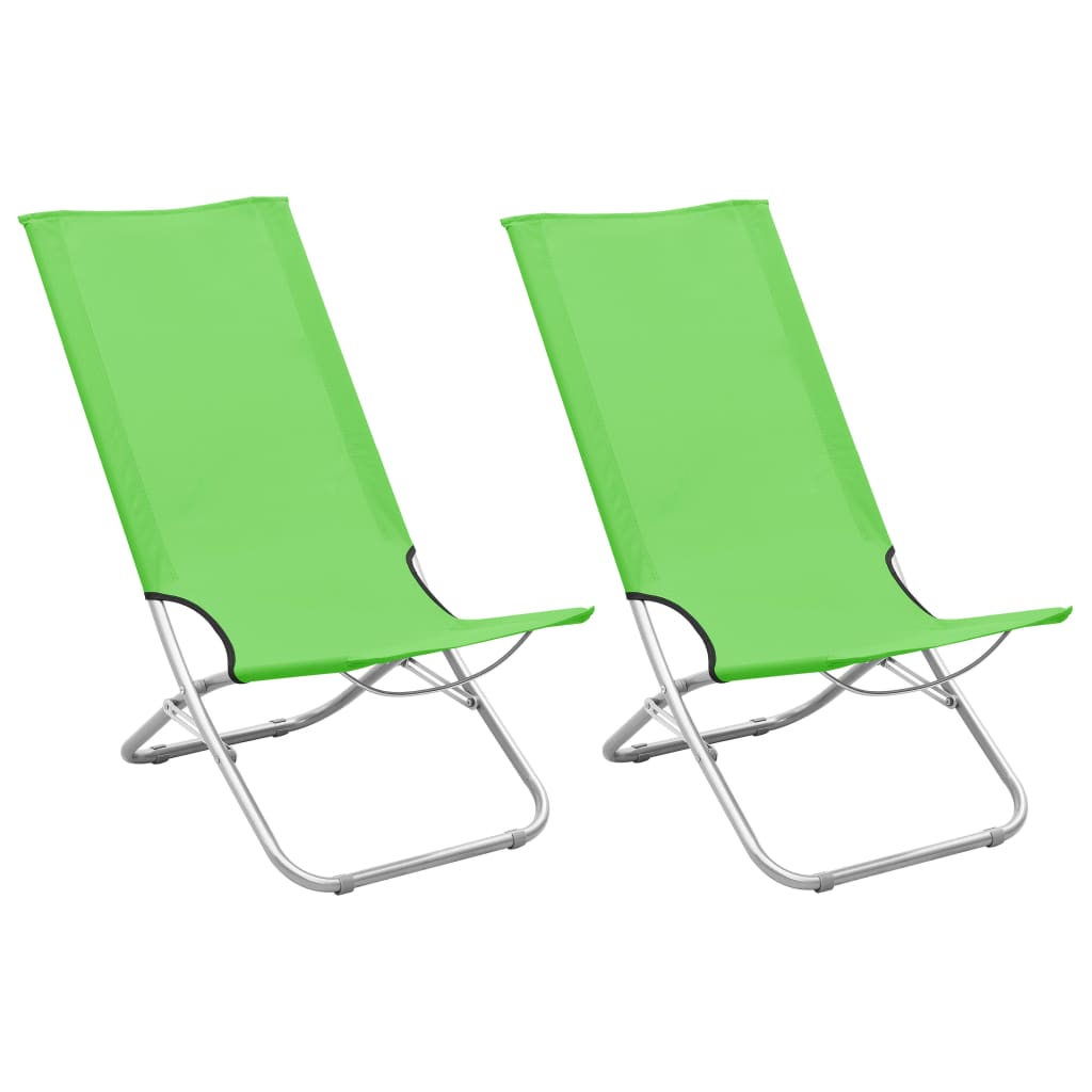 Klappbare Strandstühle 2 Stk. Grün Stoff