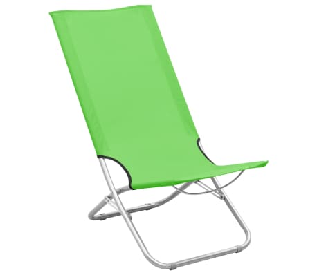 vidaXL Folding Beach Chairs 2 pcs Green Fabric