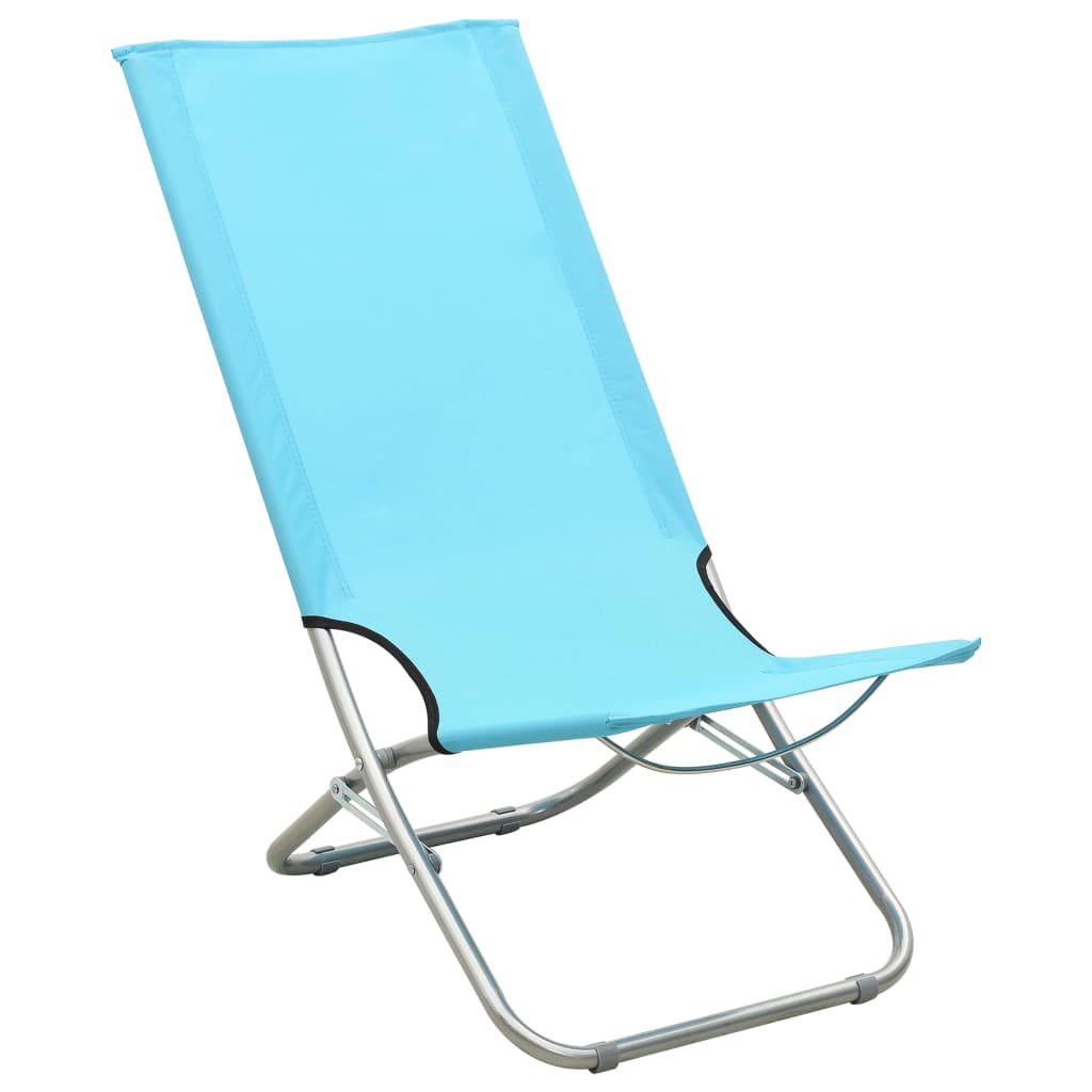 vidaXL Folding Beach Chairs 2 pcs Turquoise Fabric