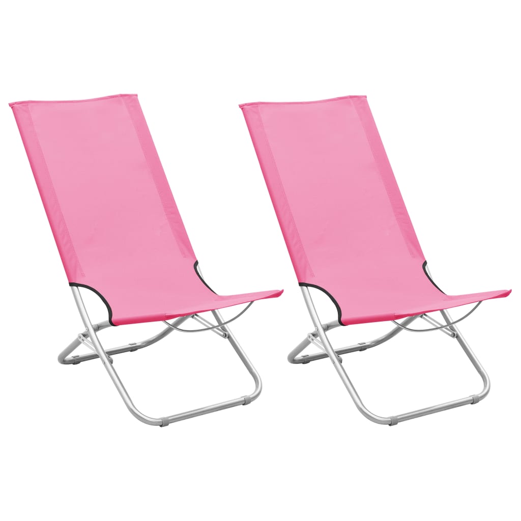 vidaXL foldbare strandstole 2 stk. stof pink