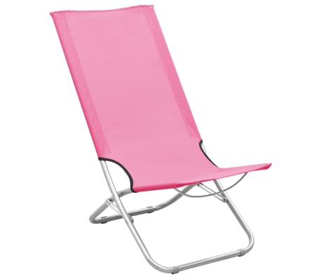 vidaXL Sulankstomos paplūdimio kėdės, 2vnt., rožinės spalvos, audinys