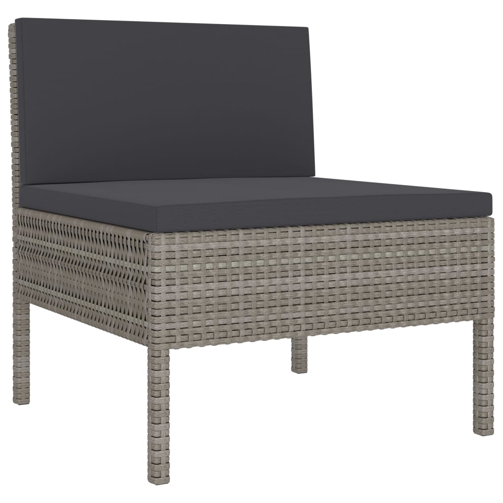 vidaXL 2-delige Loungeset met kussens poly rattan grijs afbeelding