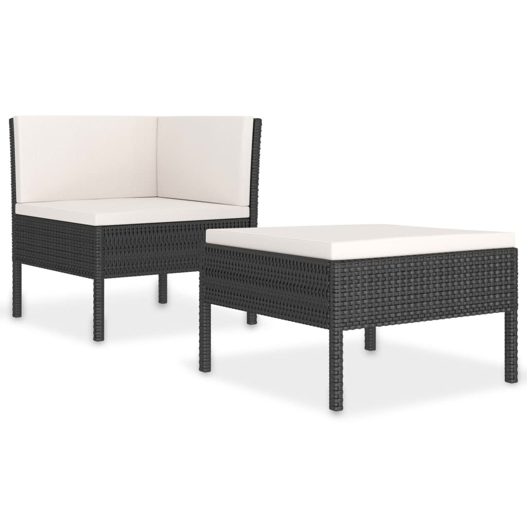 Photos - Garden Furniture VidaXL 2 Piece Patio Lounge Set with Cushions Poly Rattan Black 