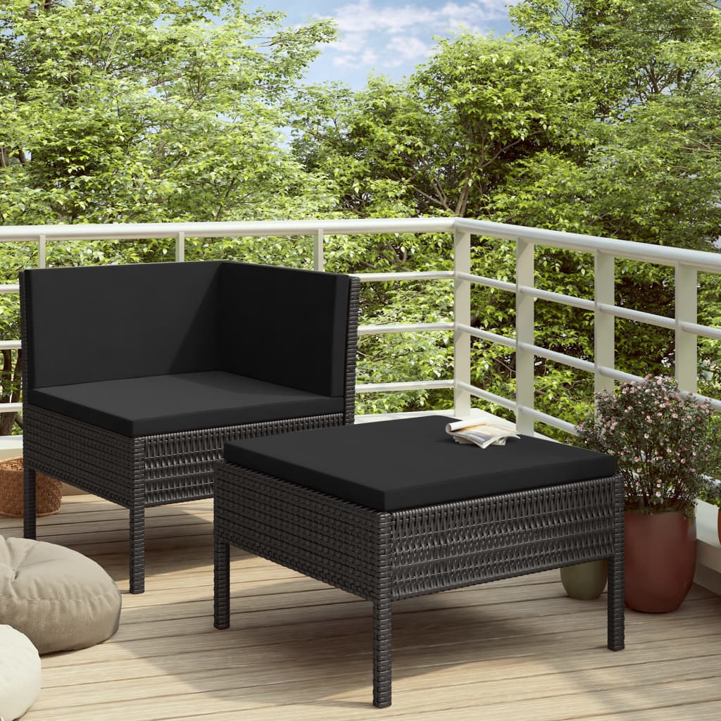 vidaXL Set mobilier de grădină cu perne, 2 piese, negru, poliratan de la vidaxl imagine noua