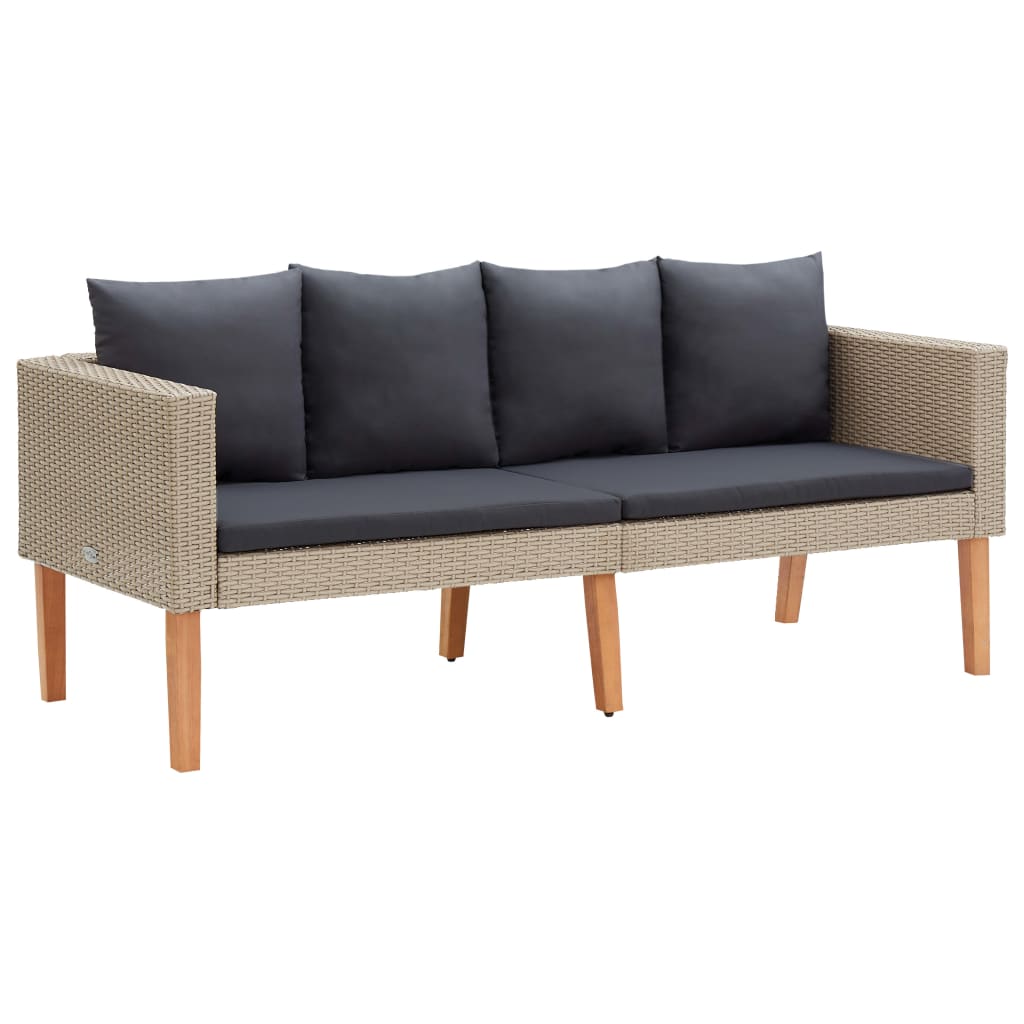 vidaXL 2-personers havesofa med hynder polyrattan beige