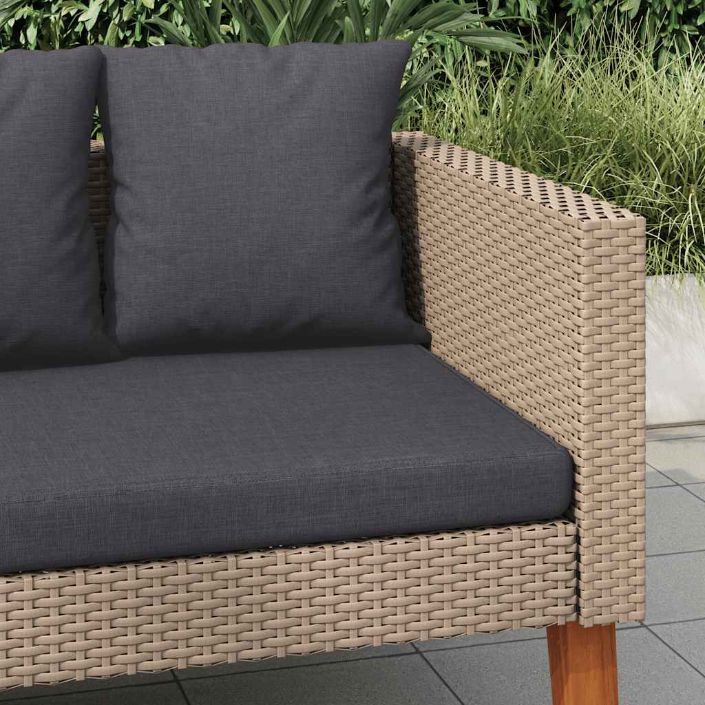 vidaXL Tuinbank 2-zits met kussens poly rattan beige