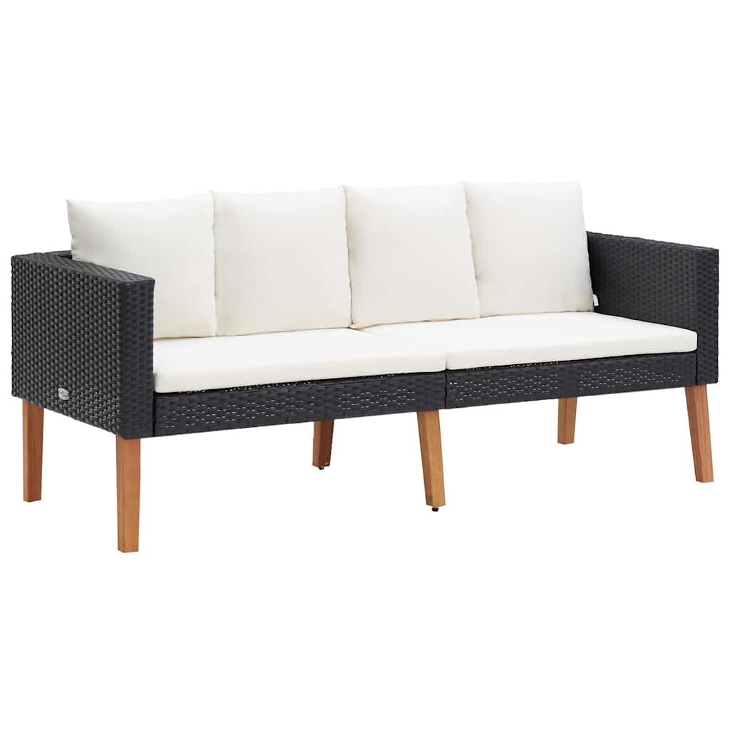 Thumbnail - vidaXL 2-Sitzer-Gartensofa mit Auflagen Poly Rattan Schwarz