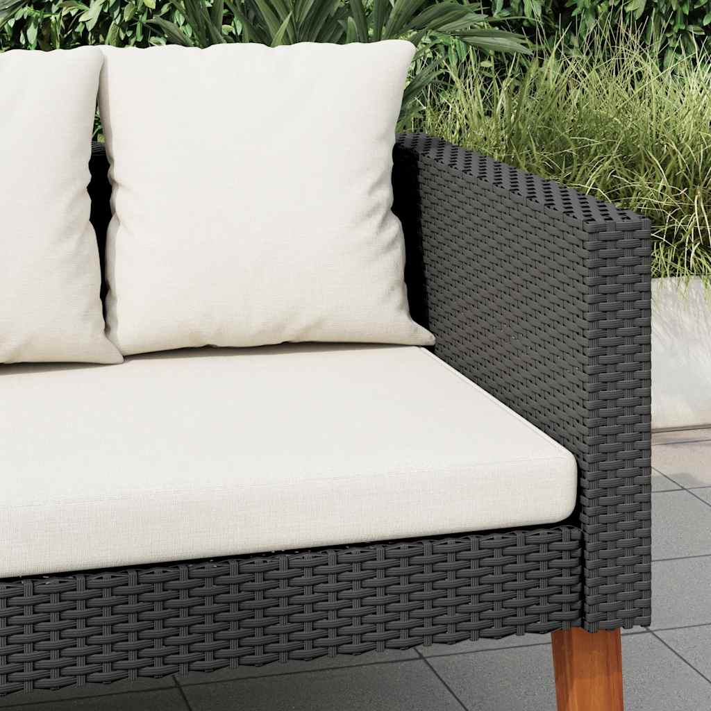 Thumbnail - vidaXL 2-Sitzer-Gartensofa mit Auflagen Poly Rattan Schwarz