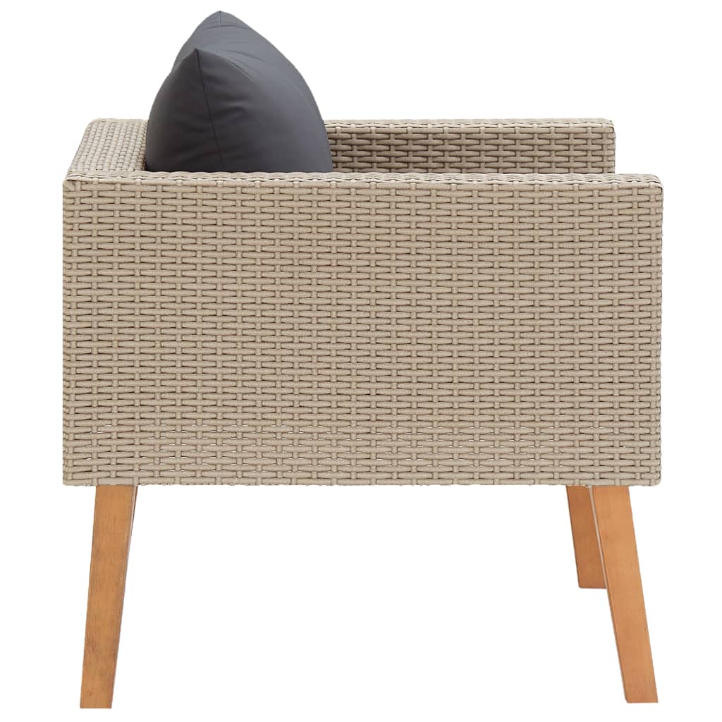 Thumbnail - vidaXL 1-Sitzer-Gartensofa mit Auflagen Poly Rattan Beige