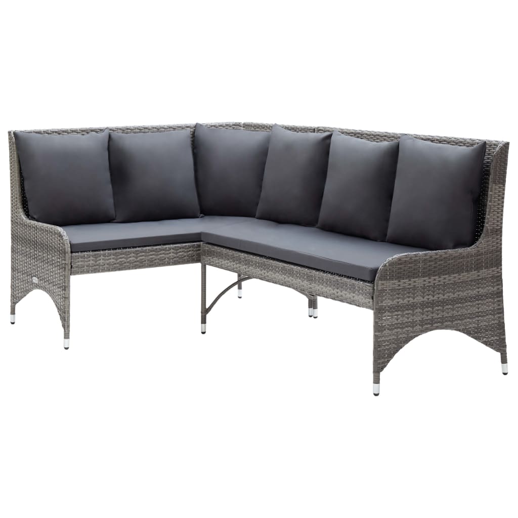 vidaXL Garten-Ecksofas 2 Stk. Poly Rattan Grau