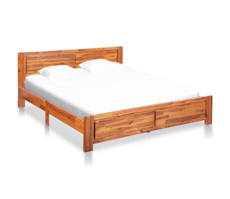 vidaXL Cadru de pat cu 2 noptiere, 160 x 200 cm, lemn masiv de acacia
