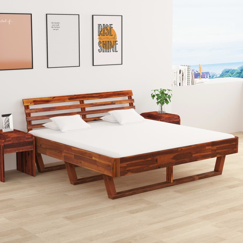 Sängynrunko ja 2 yöpöytää täysi akaasiapuu 180×200 cm