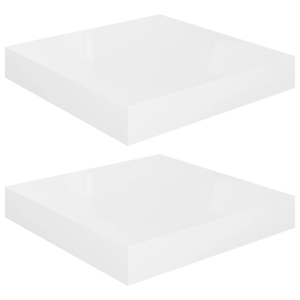 vidaXL Plovoucí nástěnné police 2 ks lesklé bílé 23x23,5x3,8 cm MDF