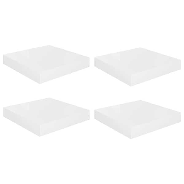 vidaXL seinariiulid, 4 tk, k&otilde;rgl&auml;ikega valge, 23 x 23,5 x 3,8 cm MDF