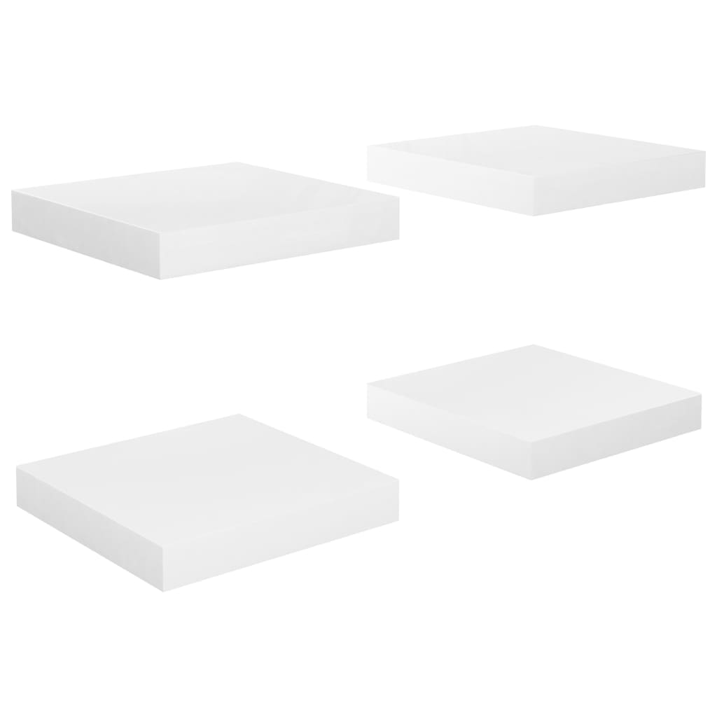 

vidaXL Floating Wall Shelves 4 pcs High Gloss White 9.1"x9.3"x1.5" MDF