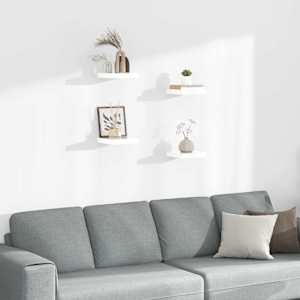 Lebdeče police 4 kosi visok sijaj bele 23x23,5x3,8 cm MDF