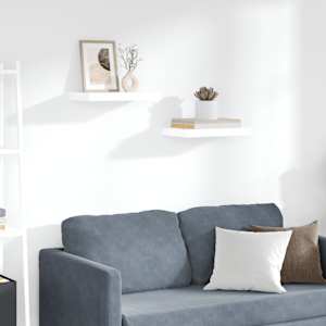 Lebdeče police 2 kosa visok sijaj bele 40x23x3,8 cm MDF