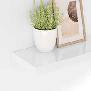 Plovoucí nástěnná police bílá vysoký lesk 50 x 23 x 3,8 cm MDF - obrázek 4