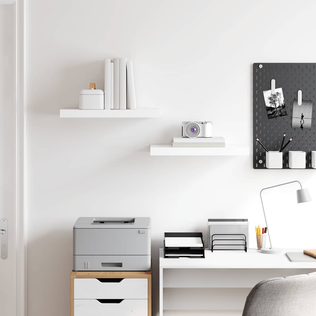 vidaXL Rafturi de perete, 2 buc., alb extralucios, 50x23x3,8 cm, MDF