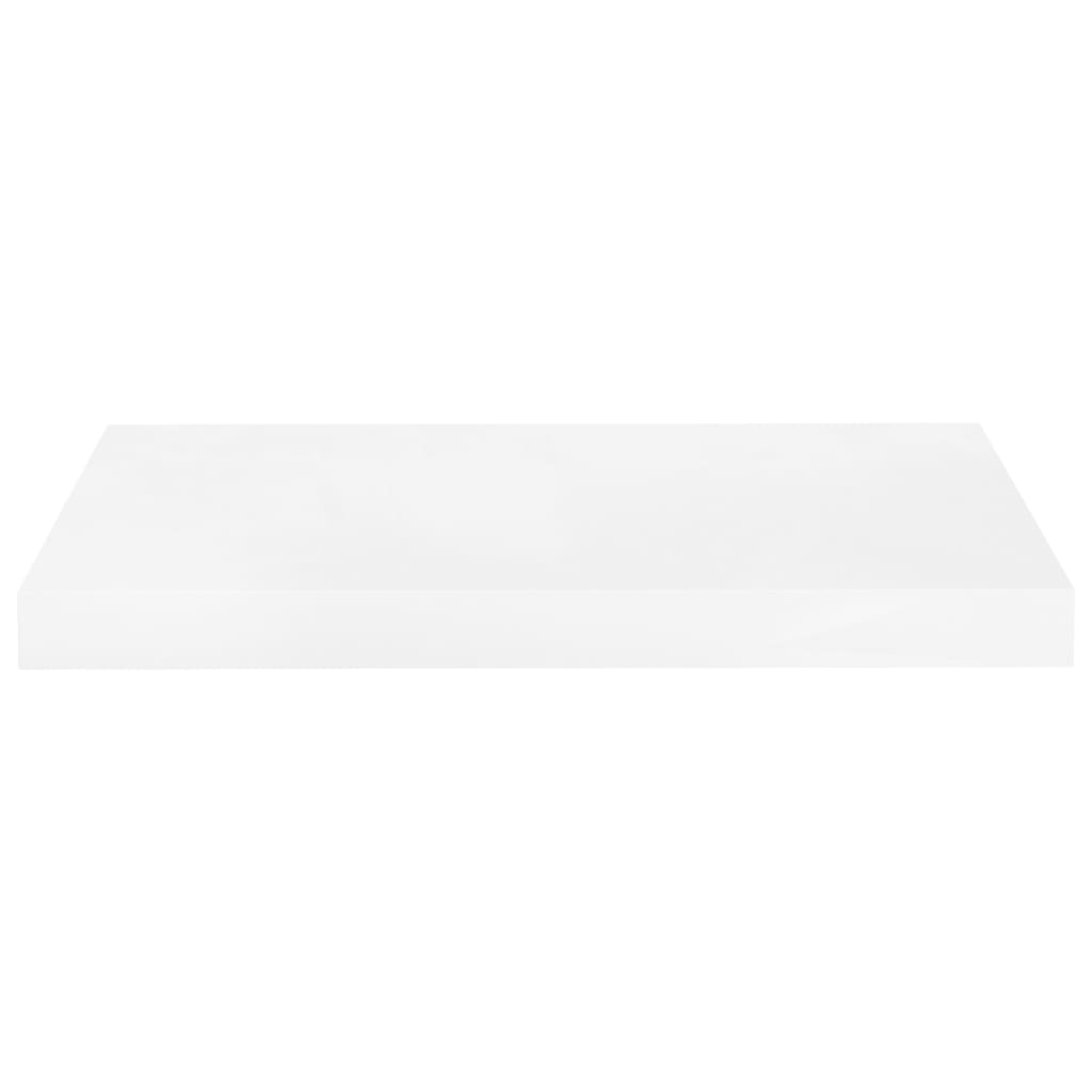  Plávajúce nástenné police 2 ks, lesklé biele 50x23x3,8 cm, MDF