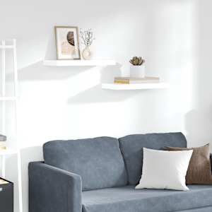 Lebdeče police 2 kosa visok sijaj bele 50x23x3,8 cm MDF