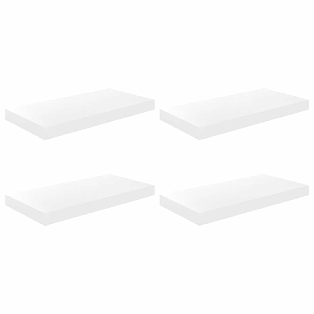 vidaXL Plovoucí nástěnné police 4 ks bílé vysoký lesk 50x23x3,8 cm MDF