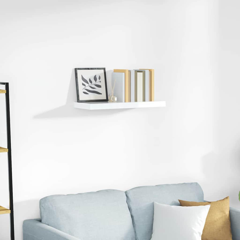 vidaXL Schweberegal Hochglanz-Weiß 60x23,5x3,8 cm MDF