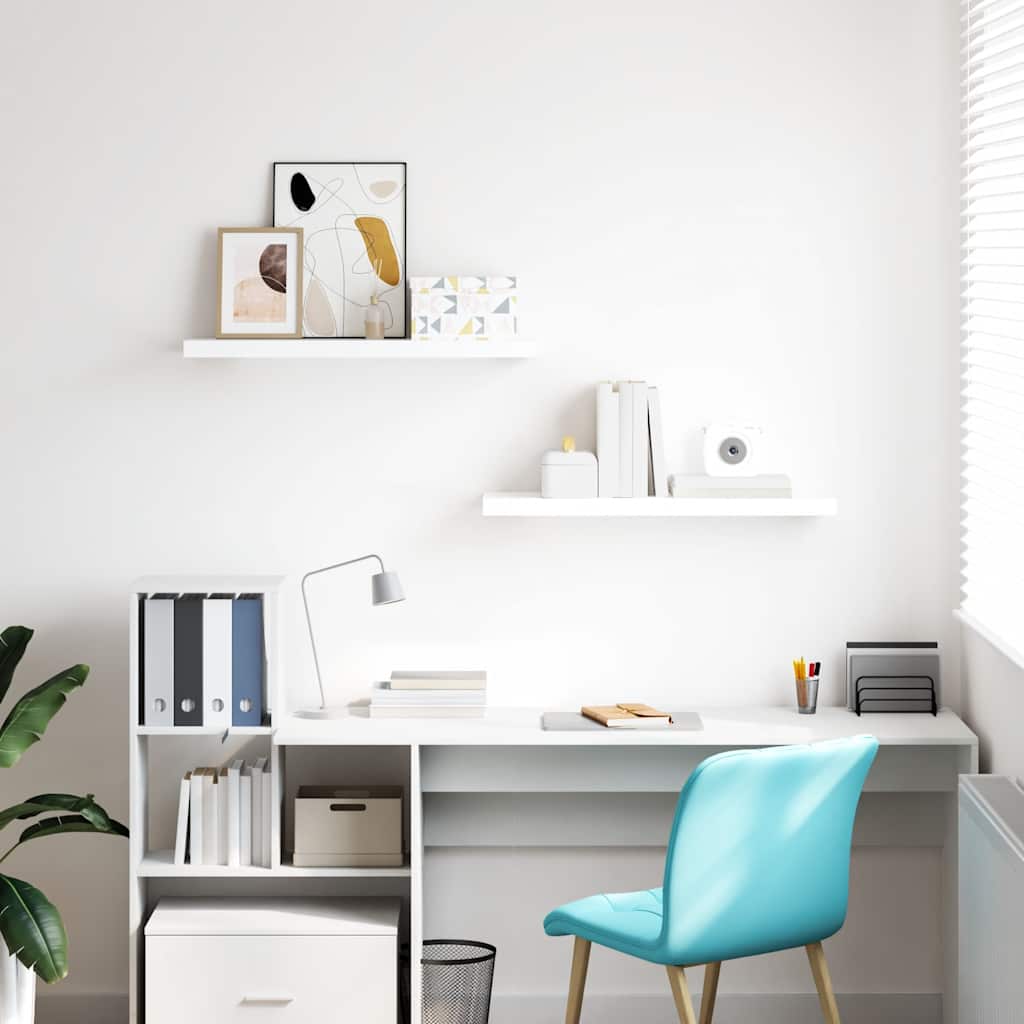 Thumbnail - vidaXL Schweberegale 2 Stk. Hochglanz-Weiß 80x23,5x3,8 cm MDF