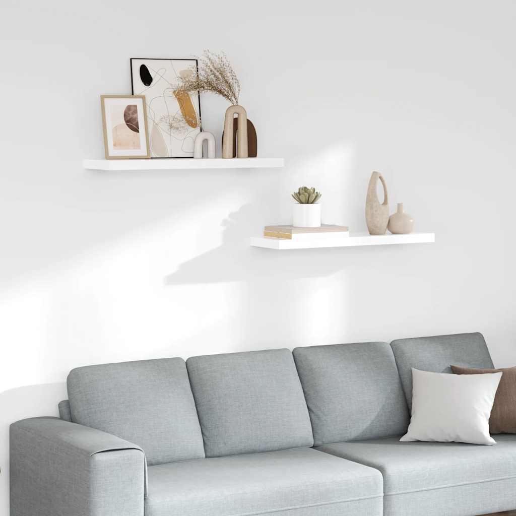 Thumbnail - vidaXL Schweberegale 2 Stk. Hochglanz-Weiß 80x23,5x3,8 cm MDF