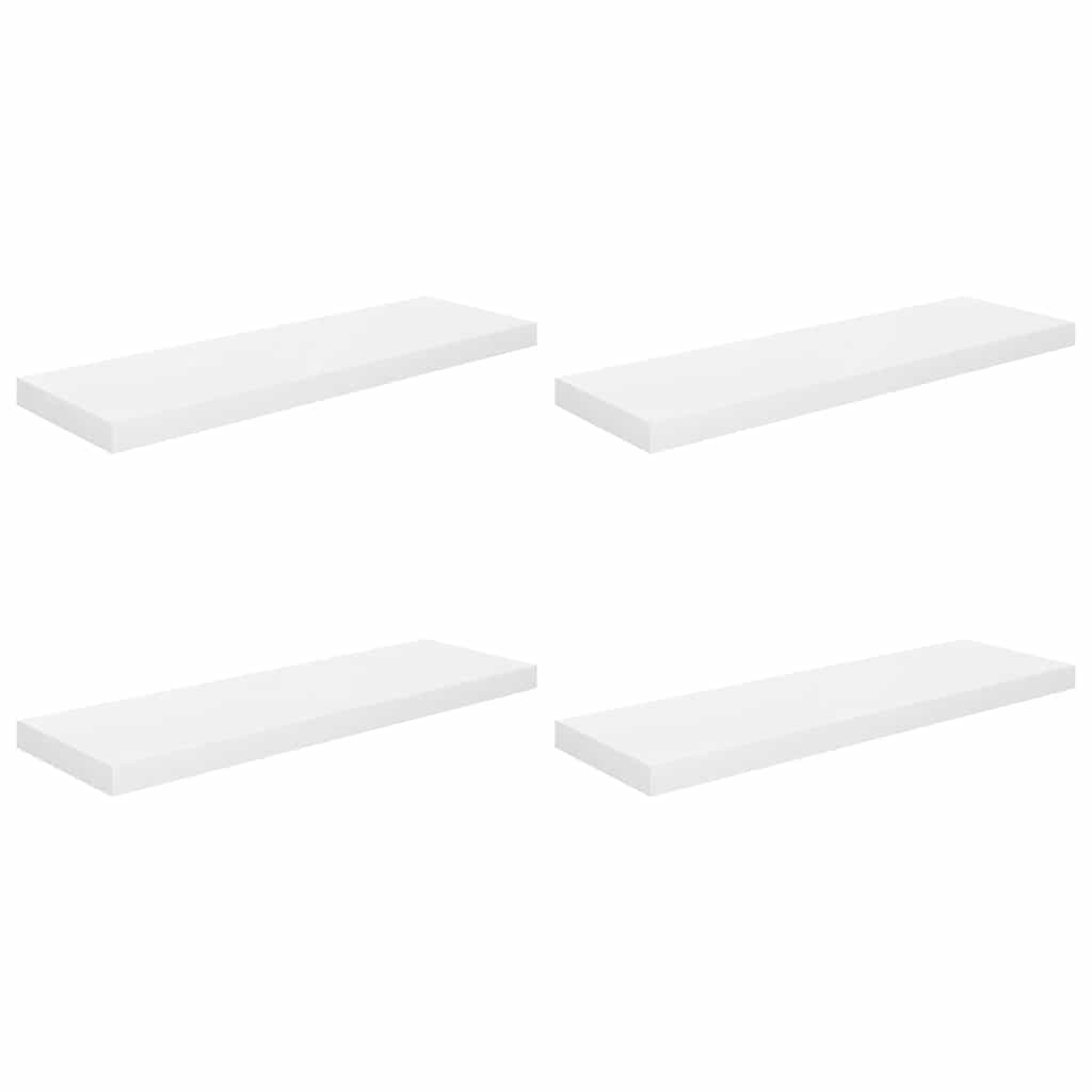 vidaXL Plovoucí nástěnné police 4 ks lesklé bílé 80x23,5x3,8 cm MDF