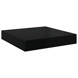 Plovoucí nástěnná police černá vysoký lesk 23x23,5x3,8 cm MDF - obrázek 2