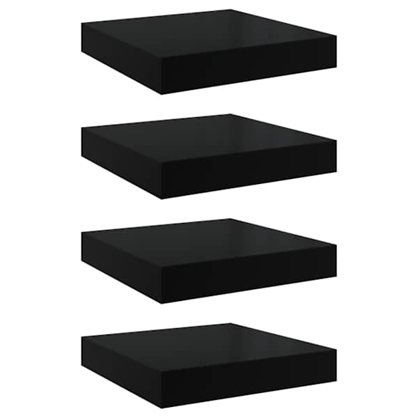 vidaXL seinariiulid, 4 tk, k&otilde;rgl&auml;ikega must, 23 x 23,5 x 3,8 cm MDF