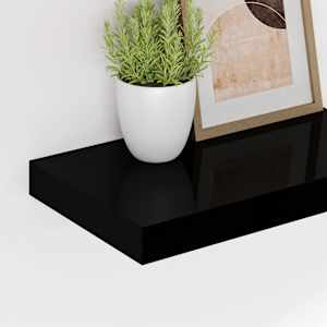 Plovoucí nástěnná police černá vysoký lesk 40 x 23 x 3,8 cm MDF - obrázek 4