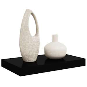 Plovoucí nástěnná police černá vysoký lesk 40 x 23 x 3,8 cm MDF - obrázek 5