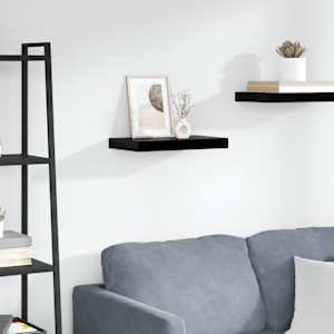 Lebdeča polica visok sijaj črna 40x23x3,8 cm MDF