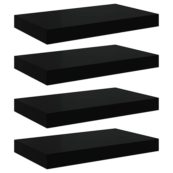 vidaXL seinariiulid, 4 tk, k&otilde;rgl&auml;ikega, must, 40 x 23,5 x 3,8 cm MDF