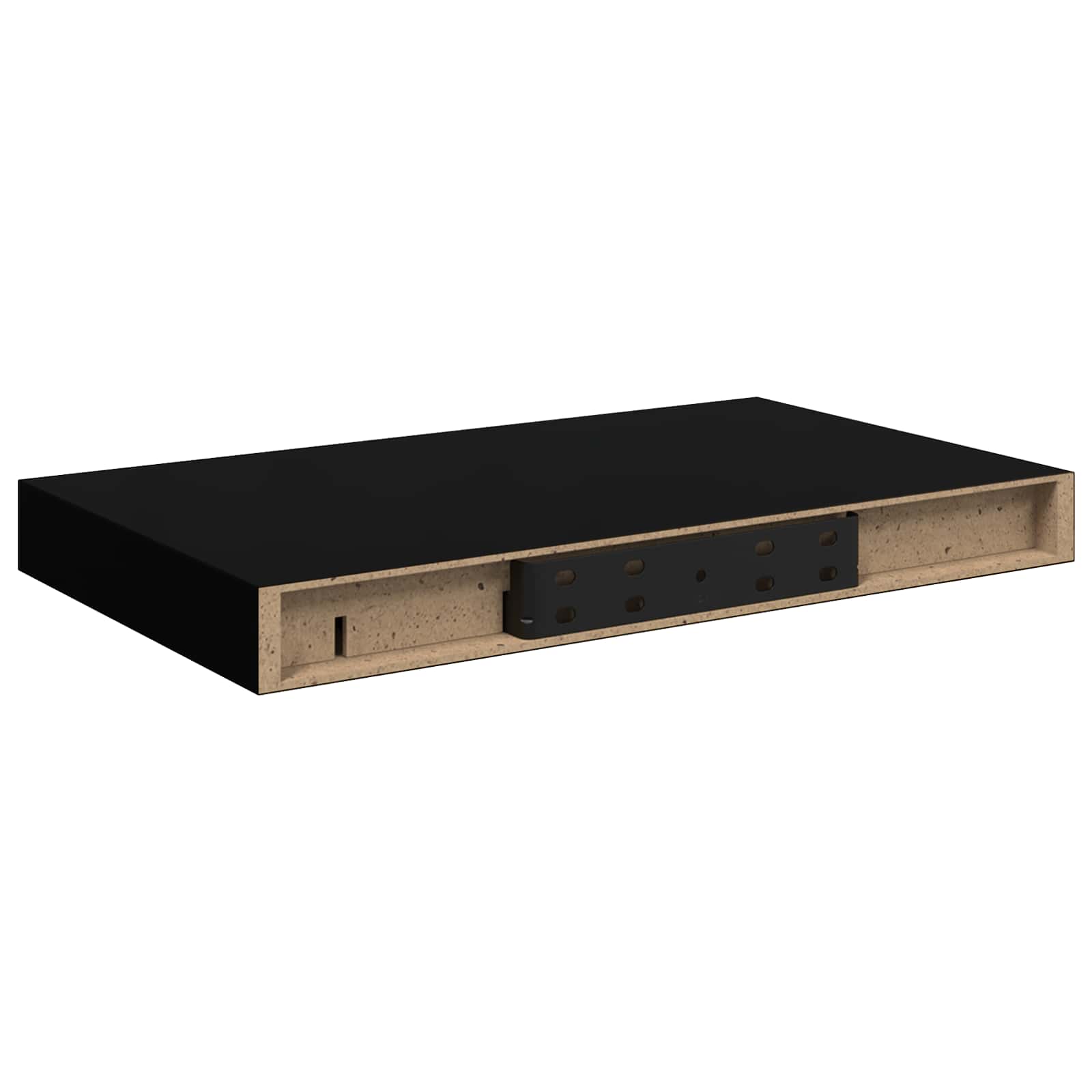 vidaXL Plovoucí nástěnné police 4 ks lesklé černé 40 x 23,5 x 3,8 cm MDF
