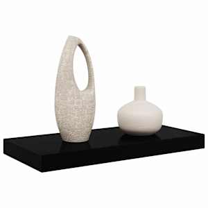Plovoucí nástěnná police černá vysoký lesk 50 x 23 x 3,8 cm MDF - obrázek 5