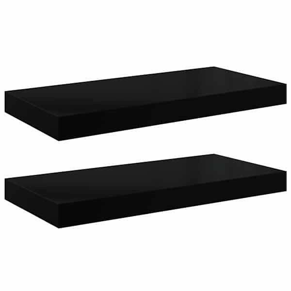 vidaXL seinariiulid, 2 tk, k&otilde;rgl&auml;ikega, must, 50 x 23,5 x 3,8 cm MDF