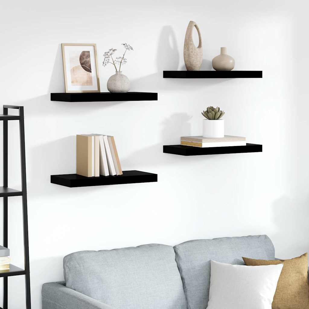 vidaXL væghylder 4 stk. 50x23,5x3,8 cm MDF sort højglans