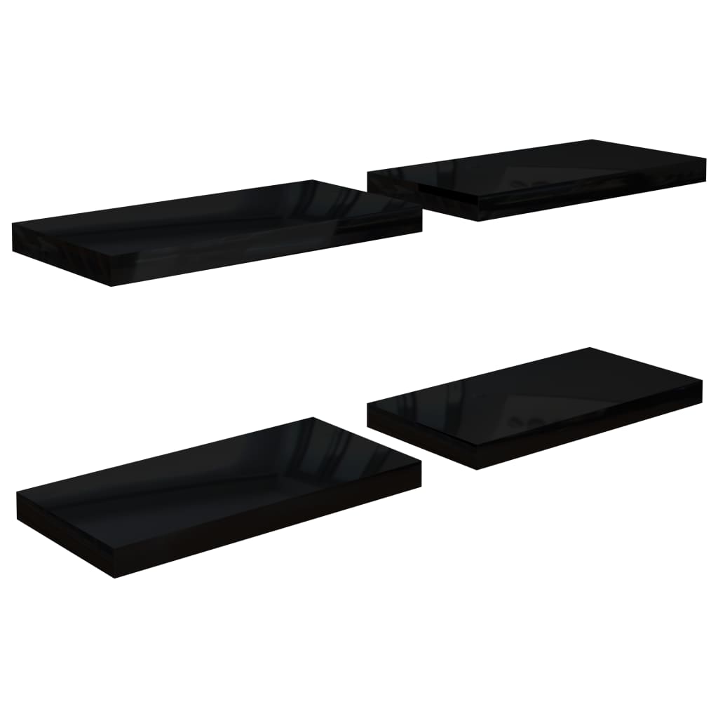 

vidaXL Wandschappen zwevend 4 st 50x23x3,8 cm MDF hoogglans zwart