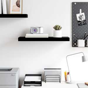 Plovoucí nástěnná police černá vysoký lesk 60x23,5x3,8 cm MDF - obrázek 3