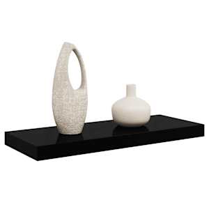 Plovoucí nástěnná police černá vysoký lesk 60x23,5x3,8 cm MDF - obrázek 5