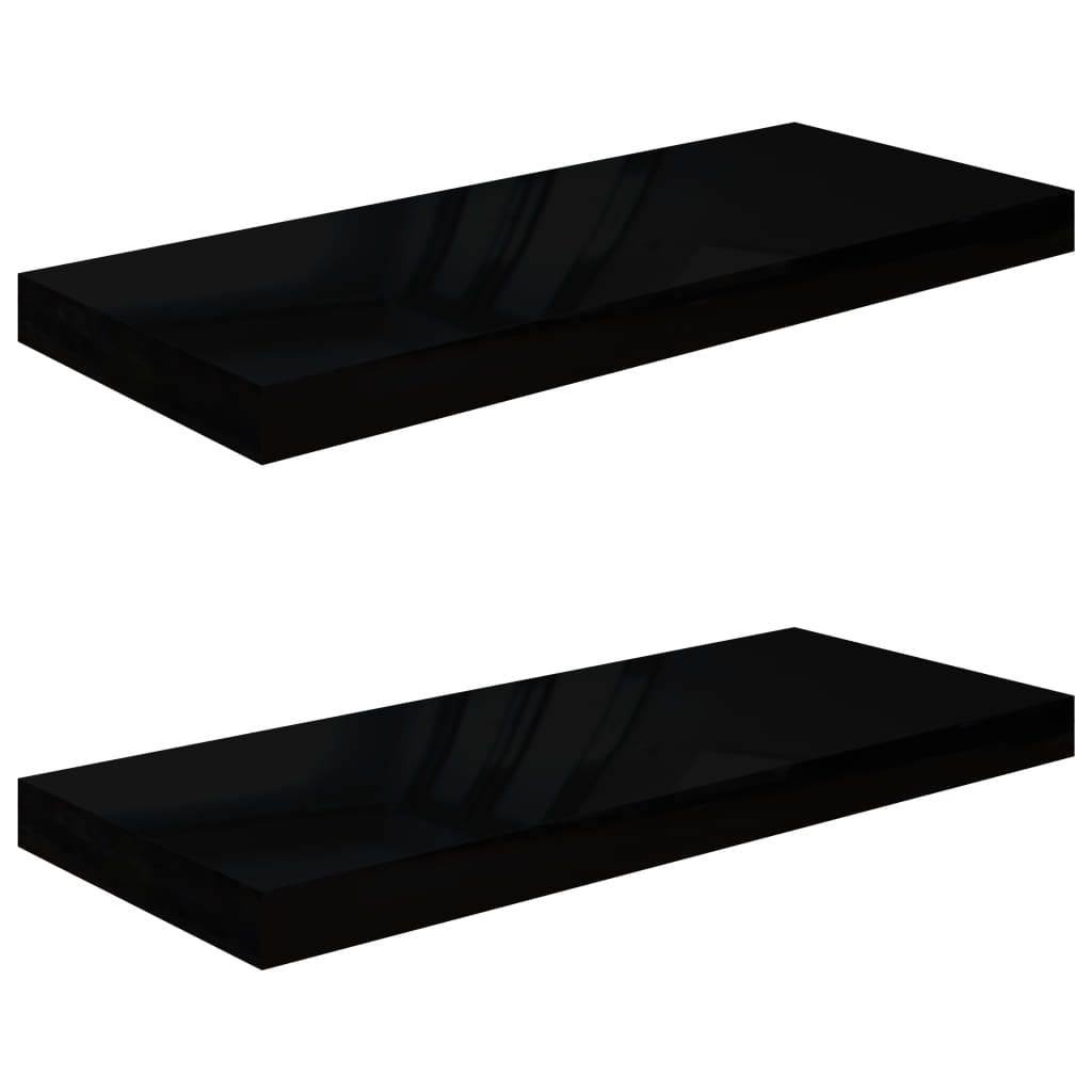 

vidaXL Floating Wall Shelves 2 pcs High Gloss Black 23.6"x9.3"x1.5" MDF