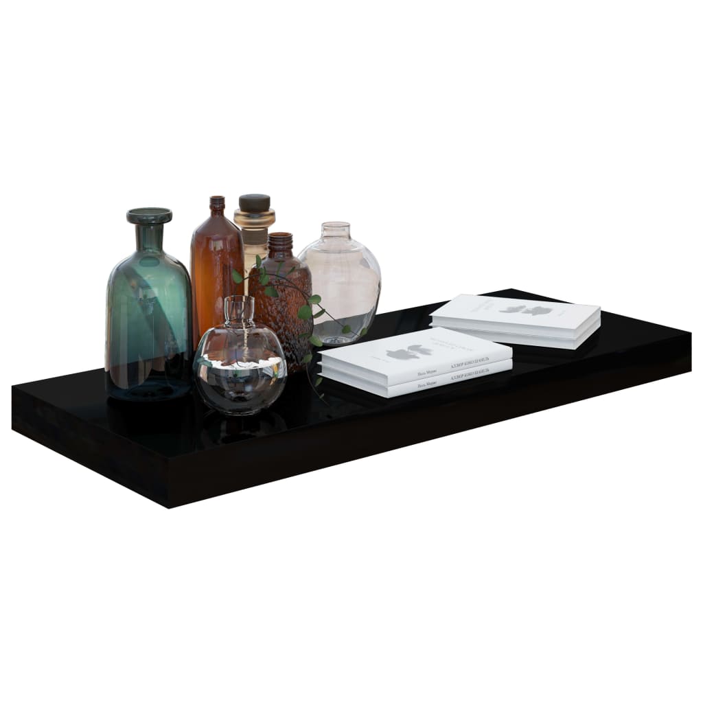 vidaXL 4 db magasfényű fekete MDF lebegő fali polc 60 x 23,5 x 3,8 cm