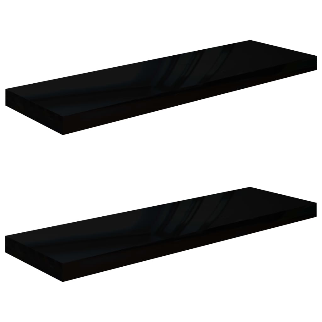 

vidaXL Floating Wall Shelves 2 pcs High Gloss Black 31.5"x9.3"x1.5" MDF