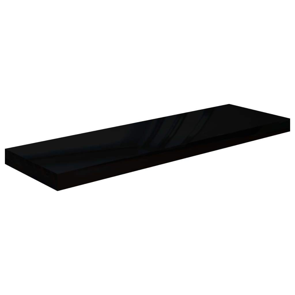 Thumbnail - vidaXL Schweberegale 2 Stk. Hochglanz-Schwarz 80x23,5x3,8 cm MDF