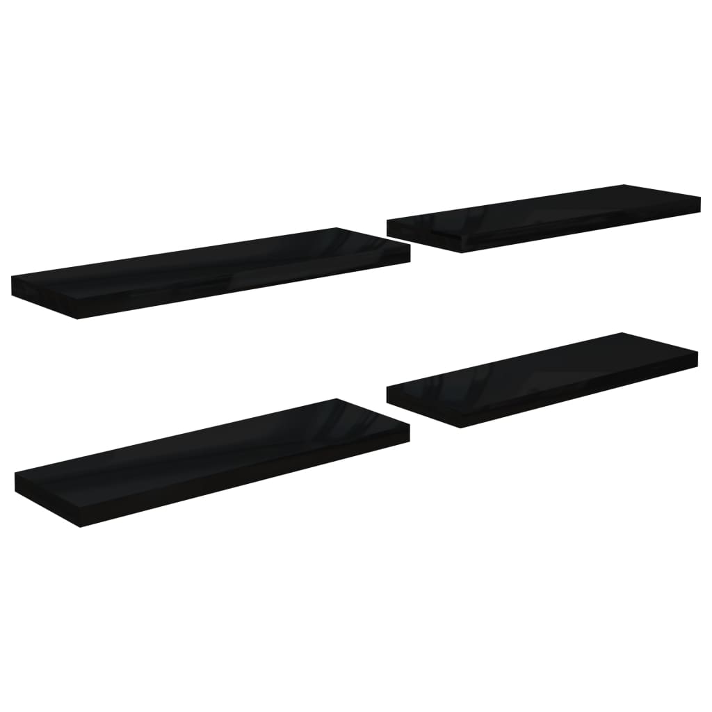 

vidaXL Floating Wall Shelves 4 pcs High Gloss Black 31.5"x9.3"x1.5" MDF