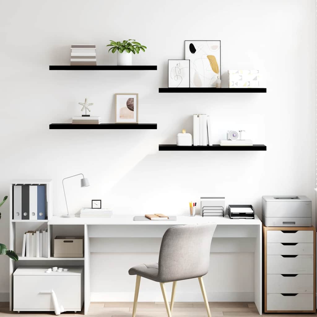Thumbnail - vidaXL Wandregale Schwebend 4 Stk. Hochglanz-Schwarz 90x23,5x3,8cm MDF
